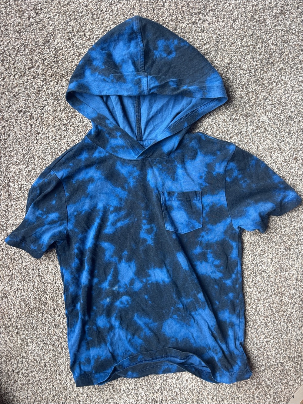 wonder nation Blue and Black Tie-Dye Hooded Short Sleeve Top